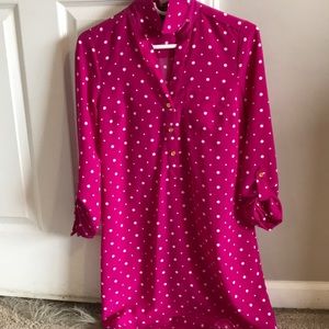 Pink and white polka dot dress